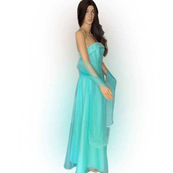 Mori Lee Designer  Women's Strapless Embellished Formal Dress Sea Green Size 7/8 - Picture 8 of 16